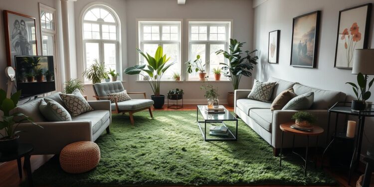 zielony dywan do salonu