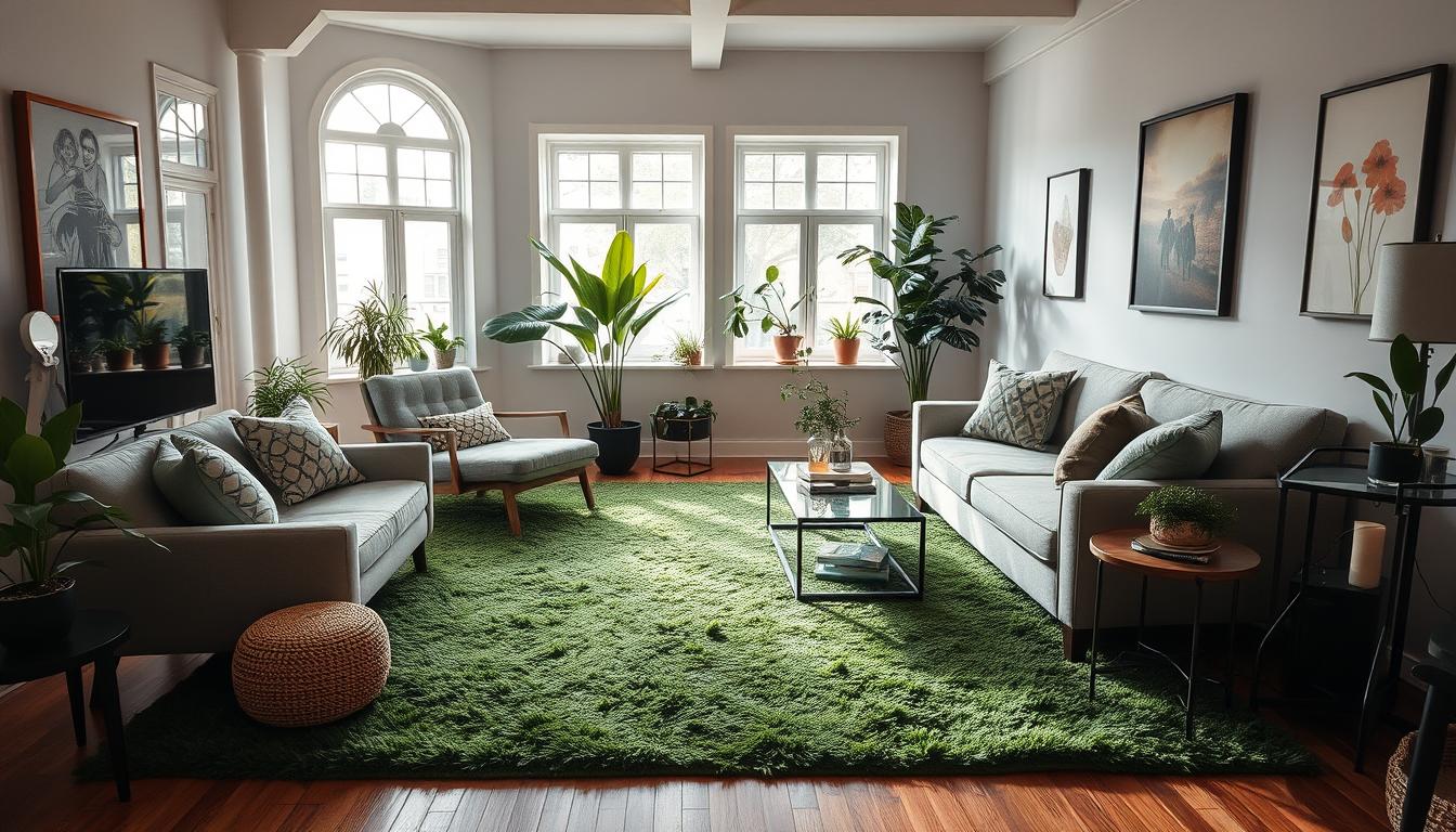 zielony dywan do salonu